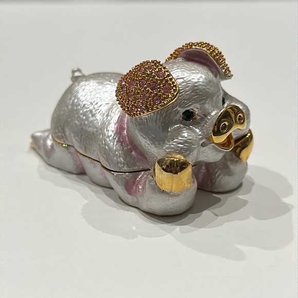 Pig Vintage Jeweled Trinket Box - Picture 1 of 9